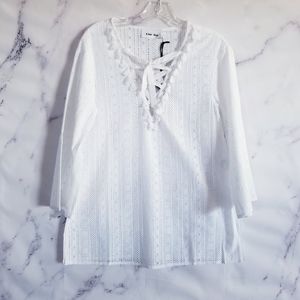 LINE & DOT Eyelet Lace Up Tunic /Swim Cover Up